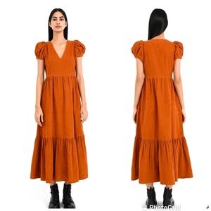 Banjanan Corduroy Franklin Maxi Dress in Honey New XL